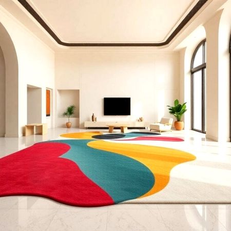 Handcrafted Abstract Wave Multicolor Contemporary Area Rug